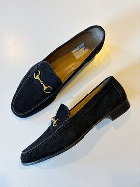 Moreschi ||‎ Italian Suede Horsebit Loafers Bit Black Gold 11.5